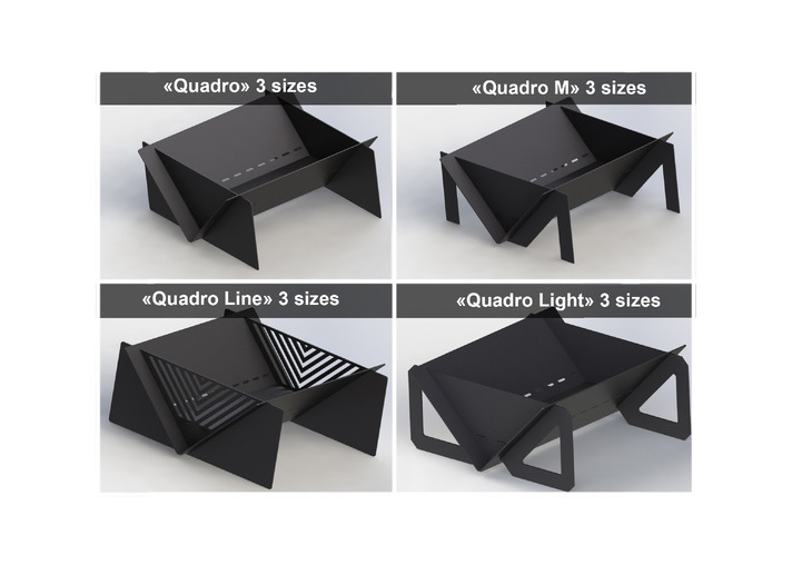Set de 12 vetre de foc Quadro. Fișiere DXF pentru tăiere cu laser, plasmă