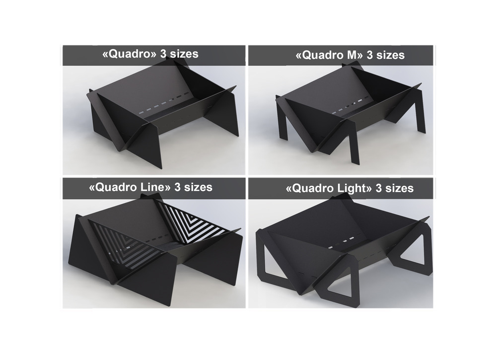 Set de 12 vetre de foc Quadro. Fișiere DXF pentru tăiere cu laser, plasmă