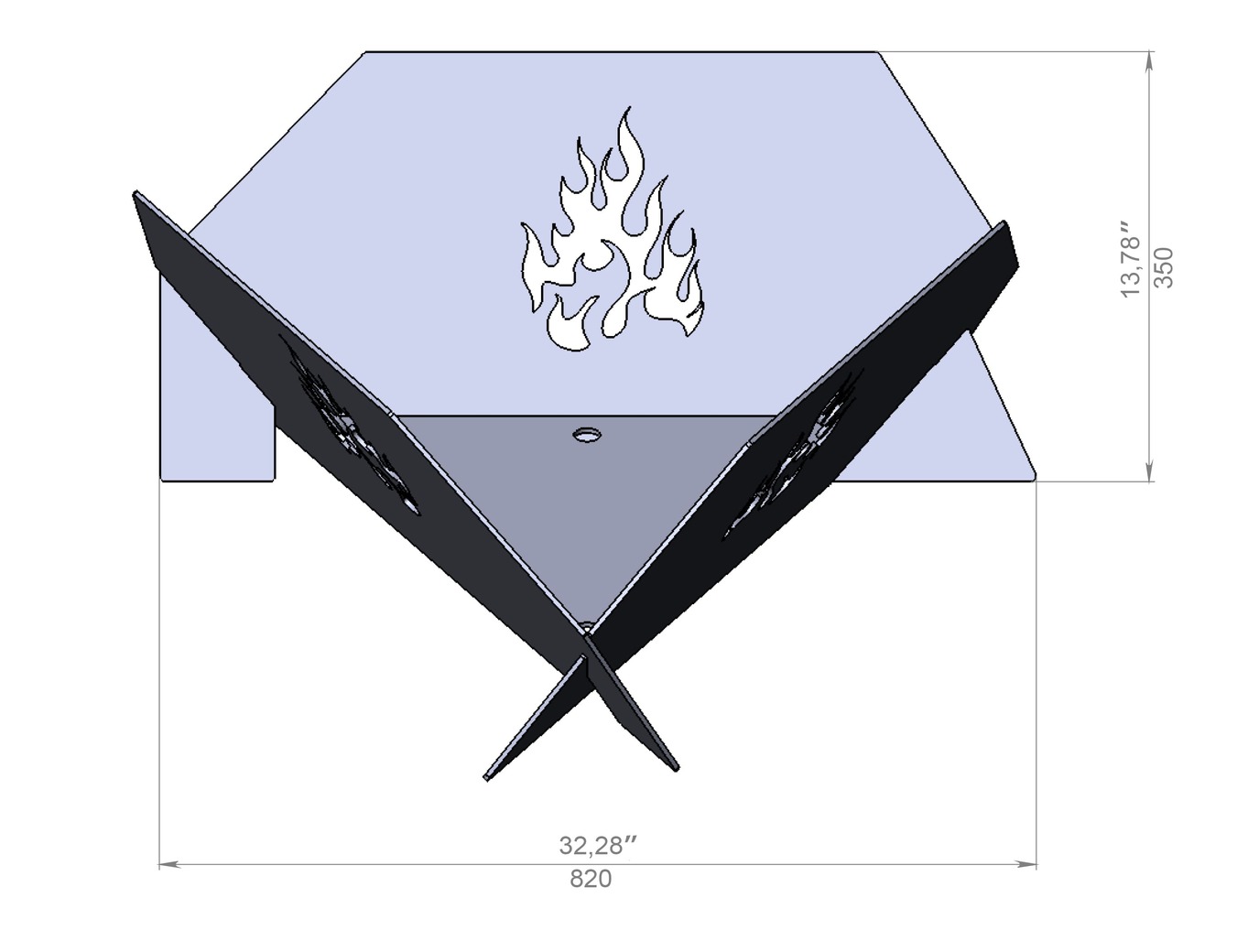 Braciere Triangolare V2 800 mm. File DXF per taglio laser, plasma. Фото 8
