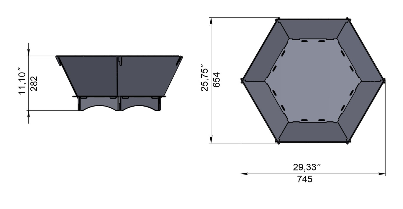 Чаша для вогню шестигранна V2. DXF файли для лазерної, плазмової різки. Фото 9