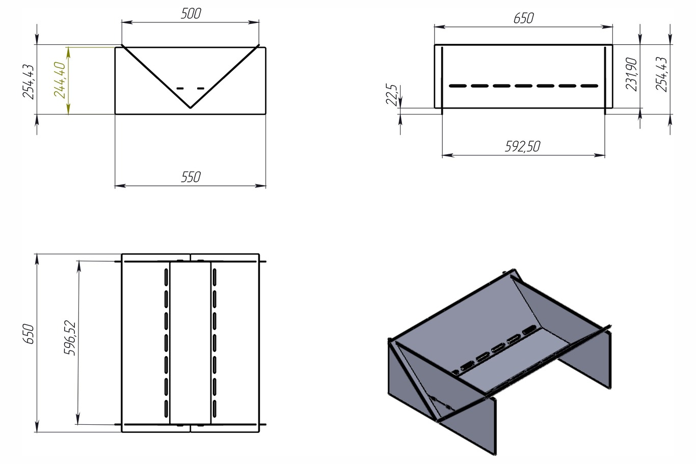 Brasero rectangular V1. Archivos DXF para corte láser y plasma. Фото 8