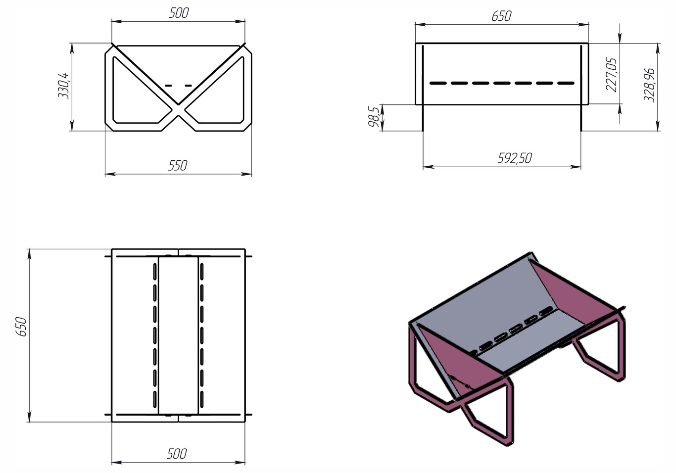 Lareira Externa Retangular Leve V1. Arquivos DXF para corte a laser e plasma. Фото 8