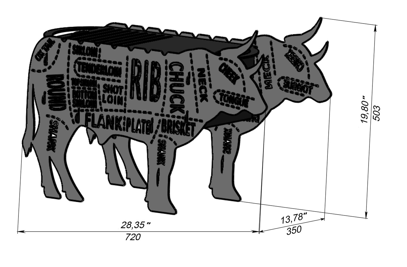 Barbecue Taureau avec Décoration. Fichiers DXF, SVG pour découpe laser et plasma. Фото 14