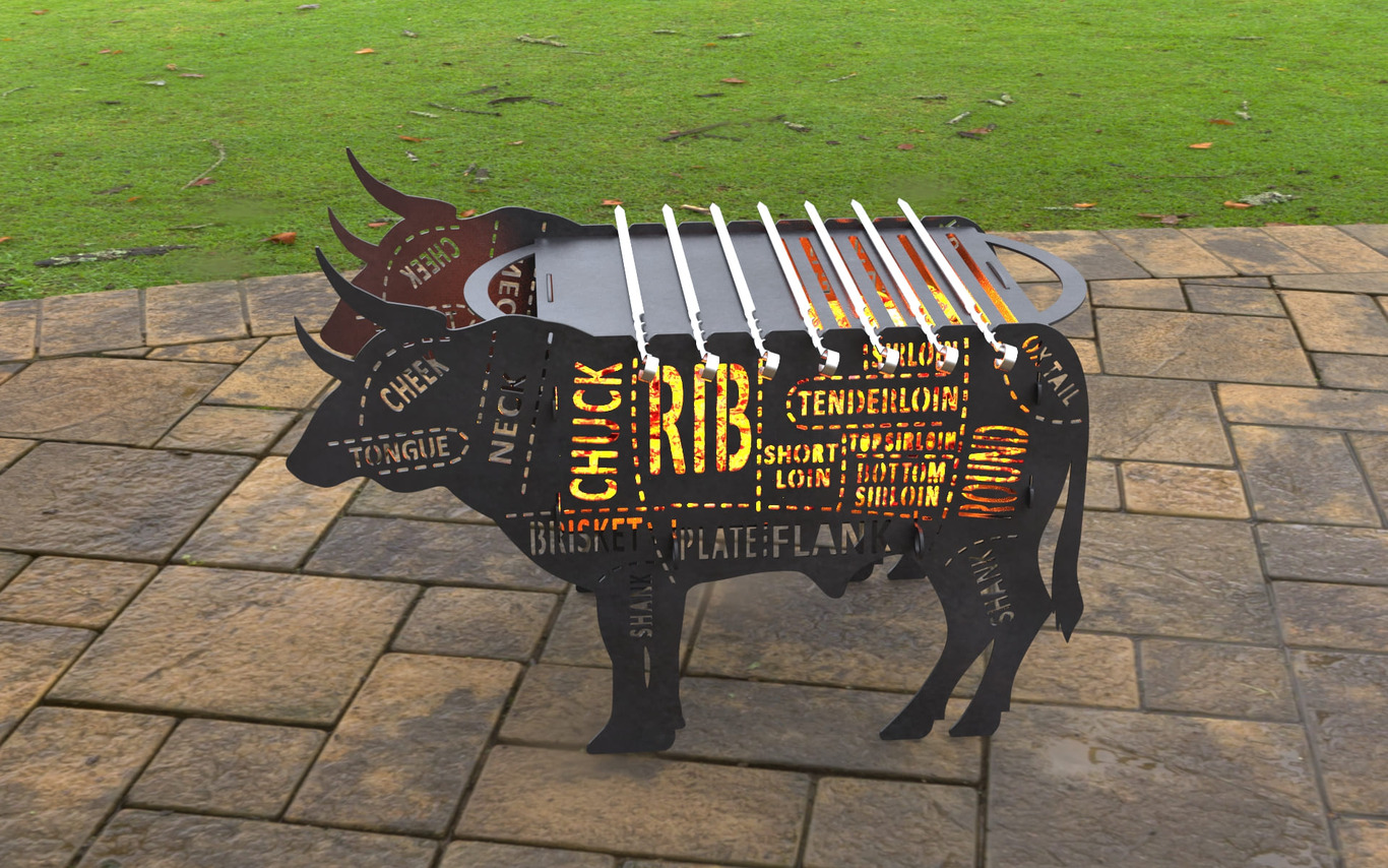 Barbecue Taureau avec Décoration. Fichiers DXF, SVG pour découpe laser et plasma. Фото 2