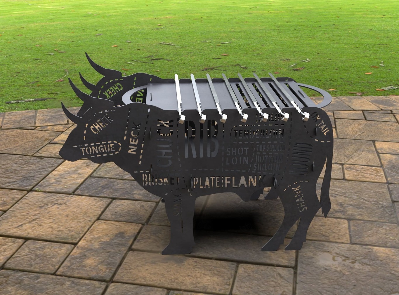 Barbecue Taureau avec Décoration. Fichiers DXF, SVG pour découpe laser et plasma. Фото 4