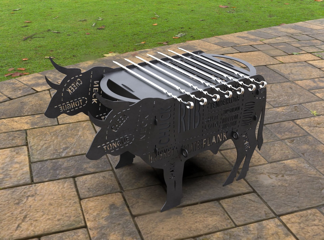 Barbecue Taureau avec Décoration. Fichiers DXF, SVG pour découpe laser et plasma. Фото 5