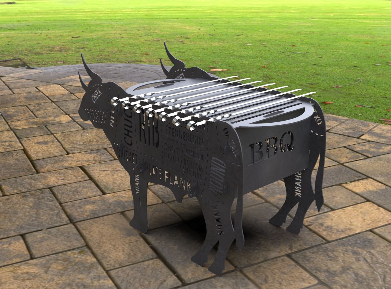 Barbecue Taureau avec Décoration. Fichiers DXF, SVG pour découpe laser et plasma. Фото 6