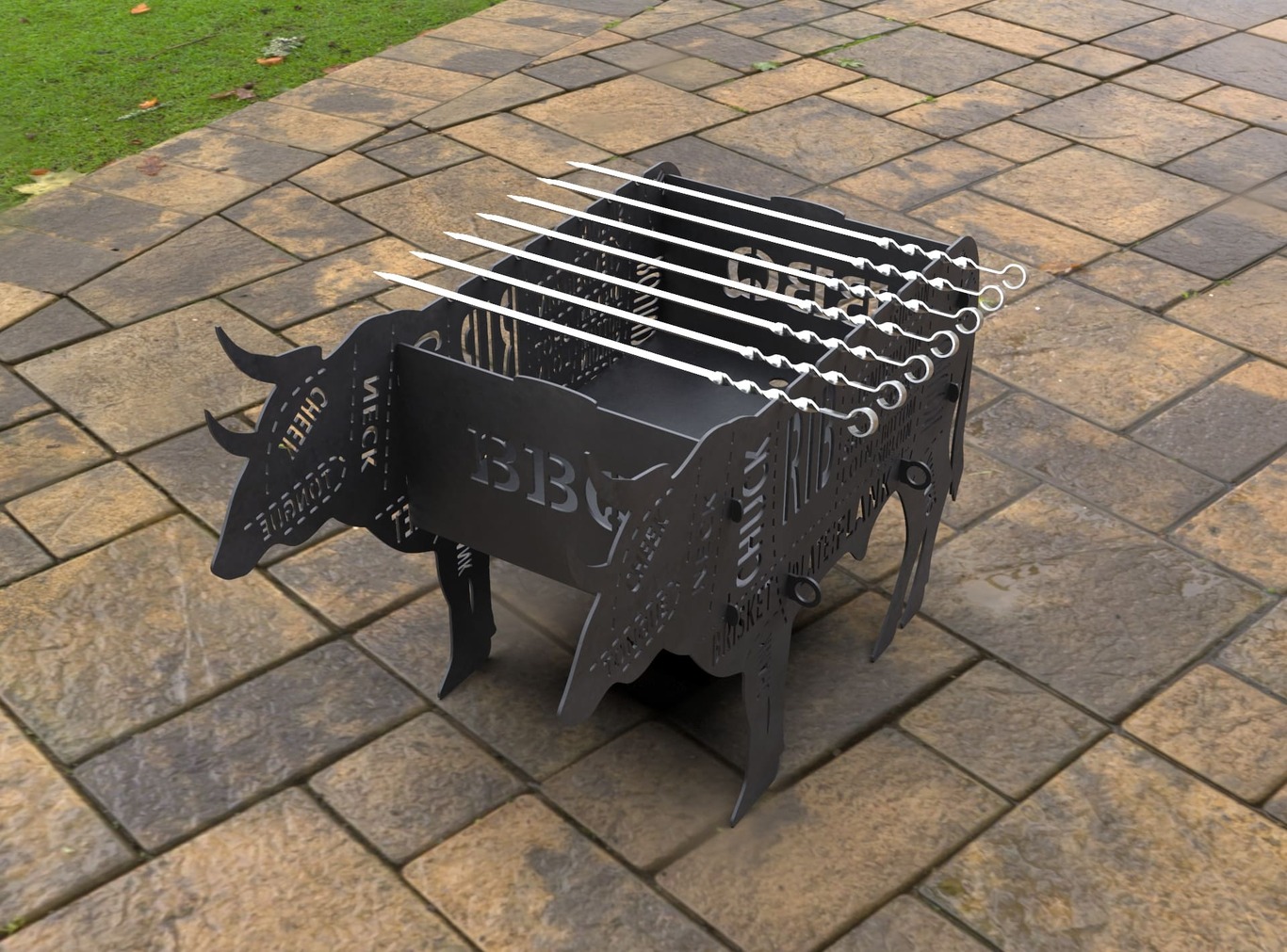 Barbecue Taureau avec Décoration. Fichiers DXF, SVG pour découpe laser et plasma. Фото 8