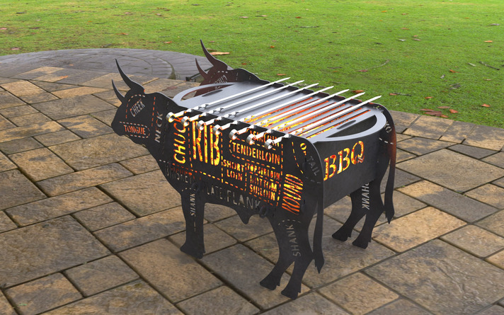 Barbecue Taureau avec Décoration. Fichiers DXF, SVG pour découpe laser et plasma