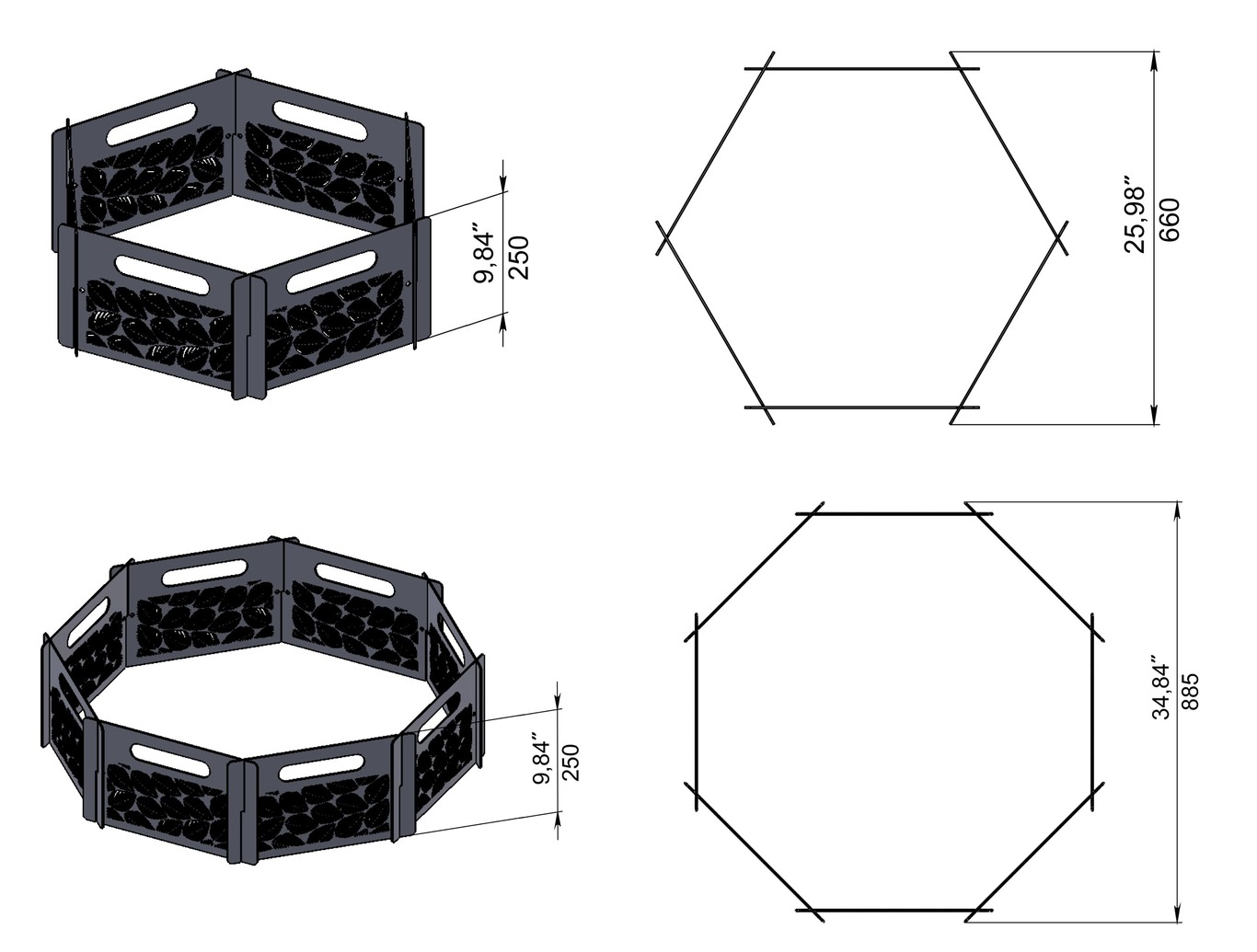 Flat-Pack Leaves Ring Fire Pit. DXF files for laser, plasma cutting. Фото 13