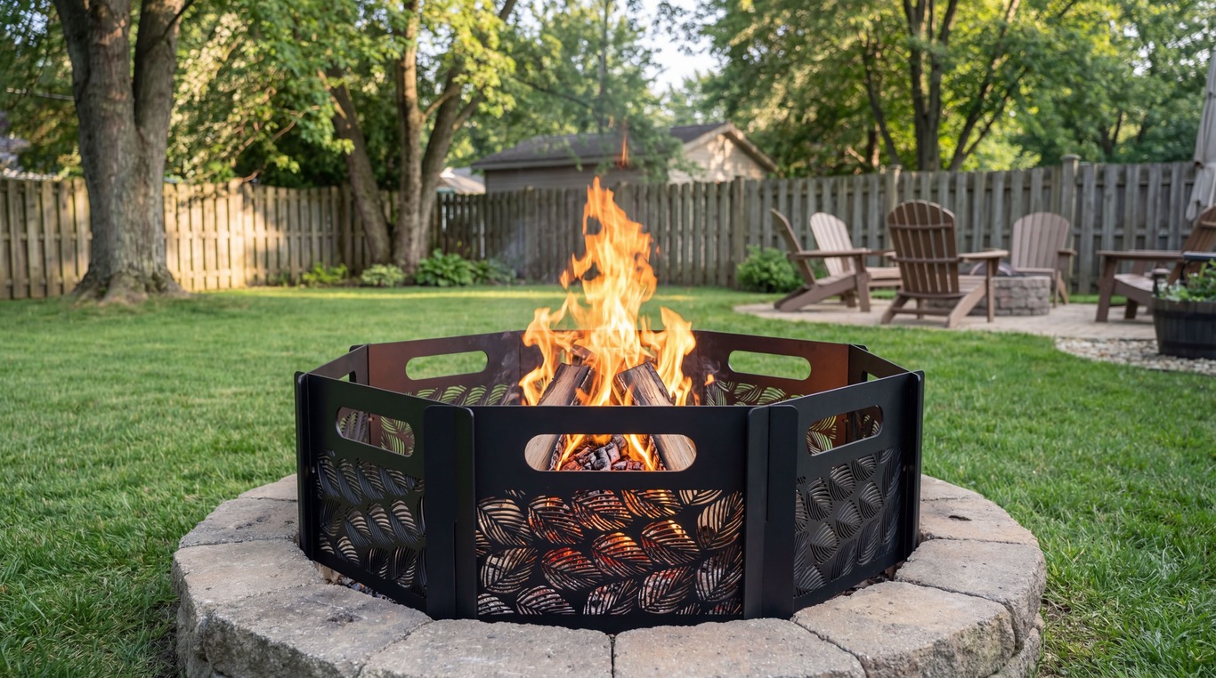 Flat-Pack Leaves Ring Fire Pit. DXF files for laser, plasma cutting. Фото 5