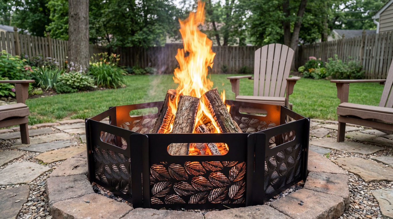 Flat-Pack Leaves Ring Fire Pit. DXF files for laser, plasma cutting. Фото 6