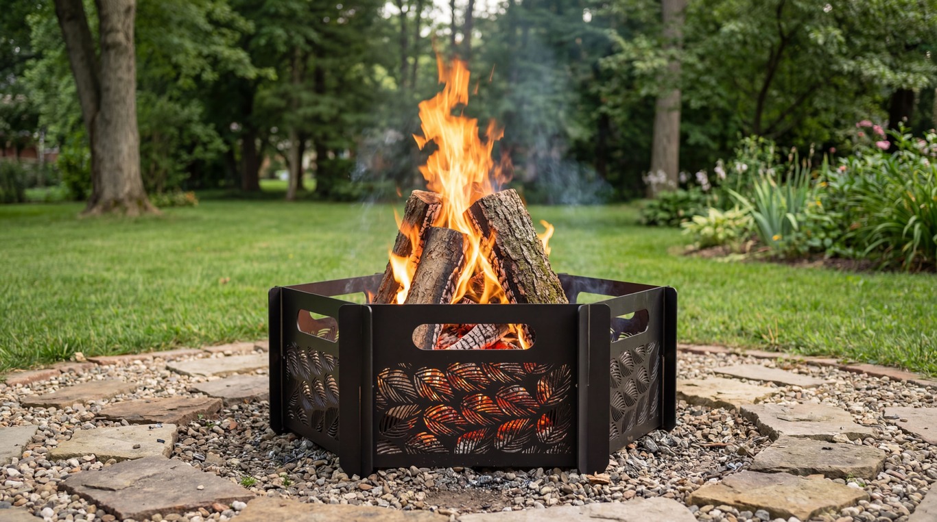 Flat-Pack Leaves Ring Fire Pit. DXF files for laser, plasma cutting. Фото 4