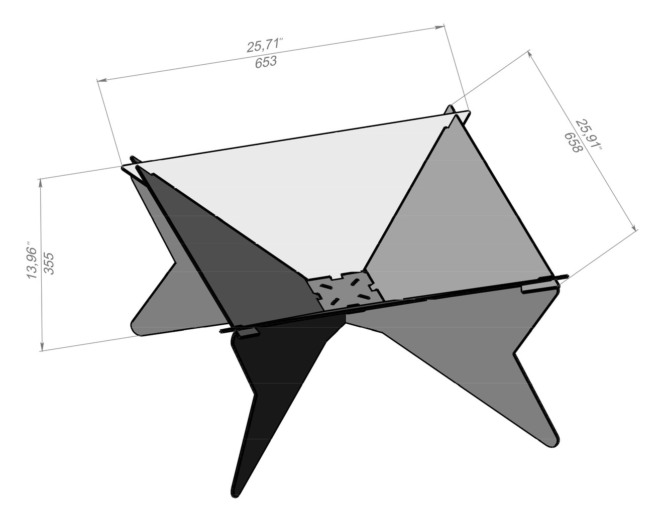 Collapsible Square Fire Pit. DXF, SVG files for laser, plasma cutting. Фото 9