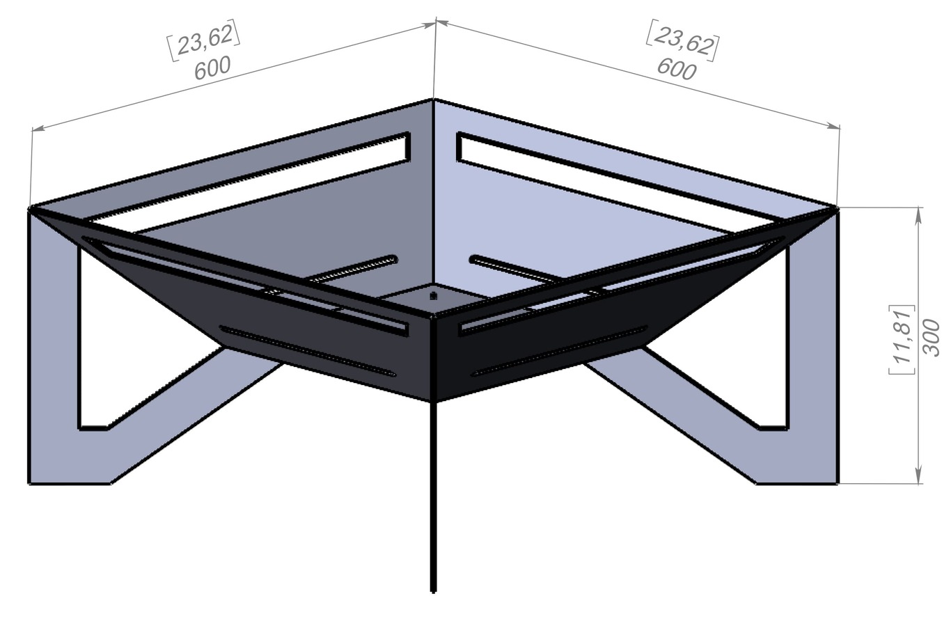 Чаша для вогню квадратна High Light. DXF, SVG файли для лазерної, плазмової різки. Фото 11