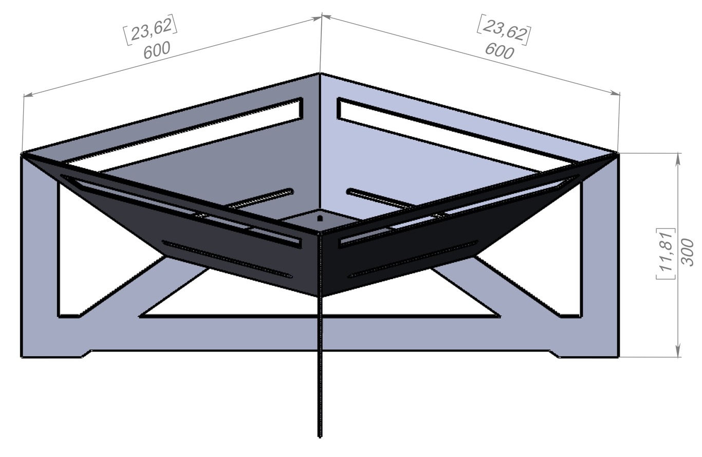 Чаша для огня квадратная X High V2. DXF, SVG файлы для лазерной, плазменной резки. Фото 10