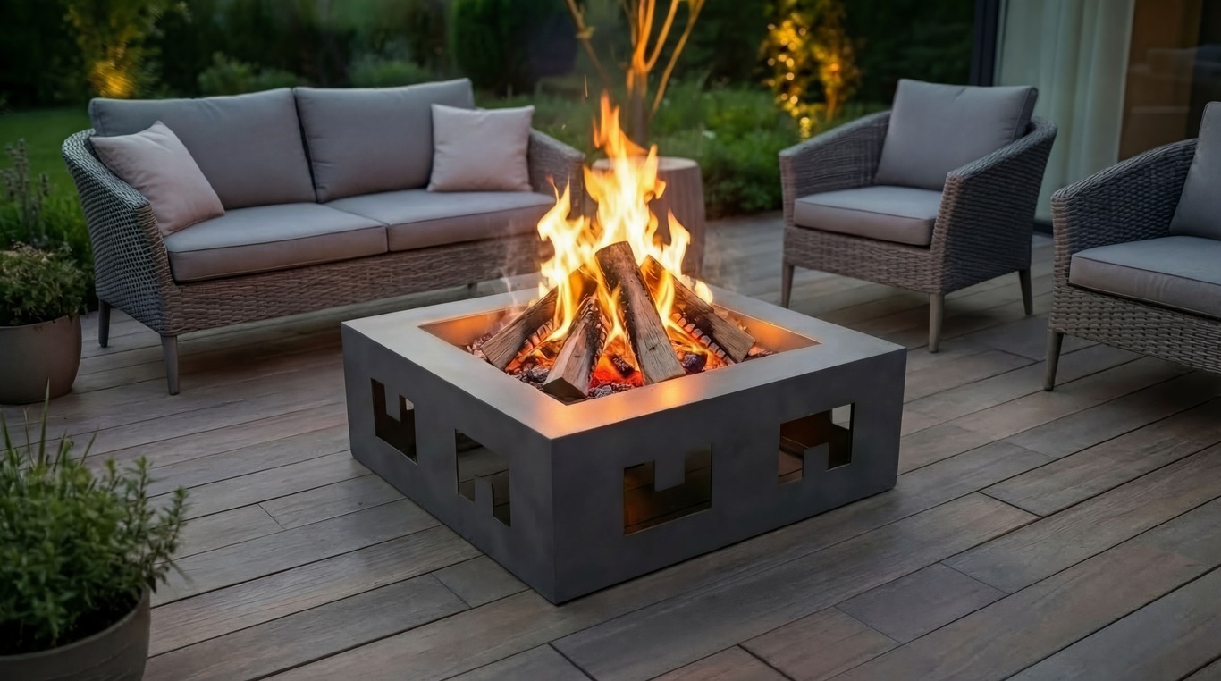 Modern Square Fire Pit V2. DXF, SVG files for laser, plasma cutting