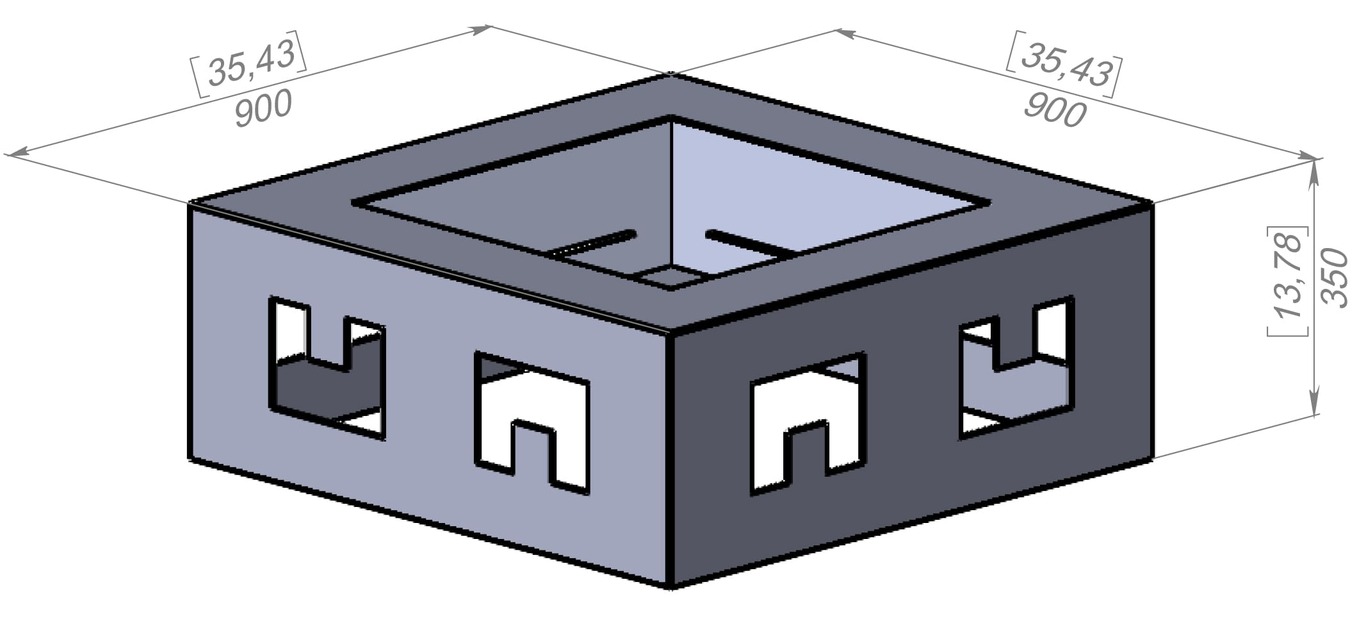 Modern Square Fire Pit V2. DXF, SVG files for laser, plasma cutting. Фото 8