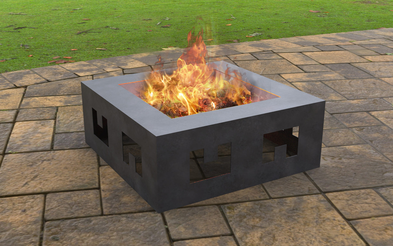 Modern Square Fire Pit V2. DXF, SVG files for laser, plasma cutting. Фото 3