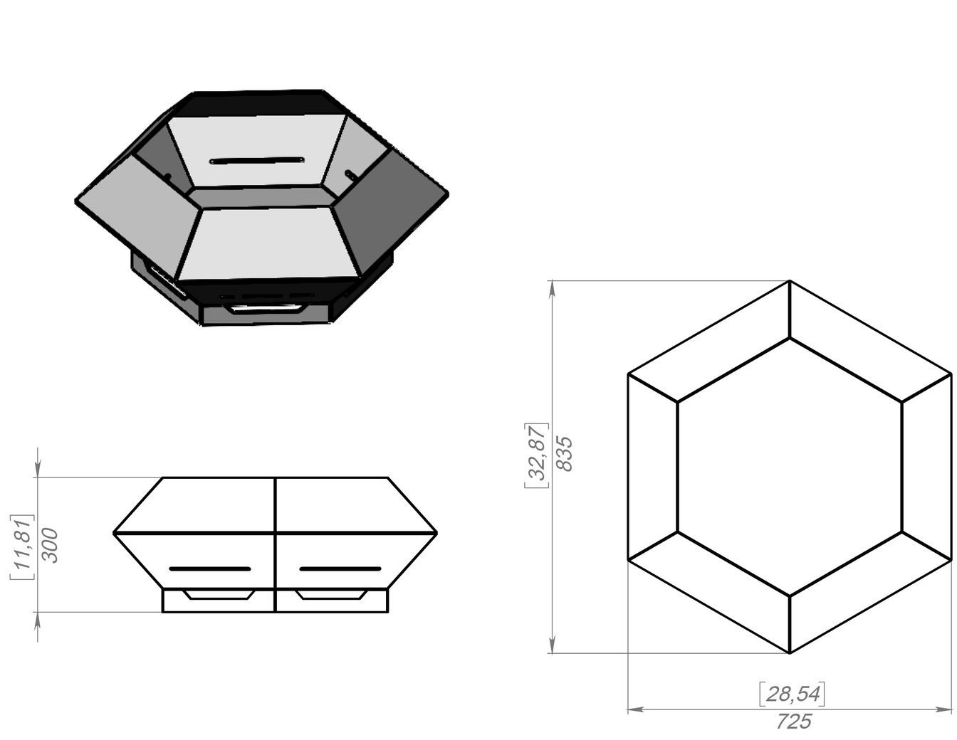 Hexagon Fire Pit V3. DXF, SVG files for laser, plasma cutting. Фото 8