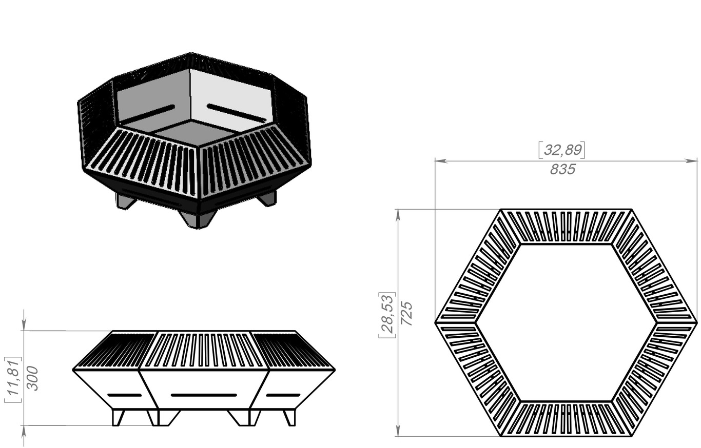 Braciere Esagonale V4. File DXF, SVG per taglio laser, plasma. Фото 10