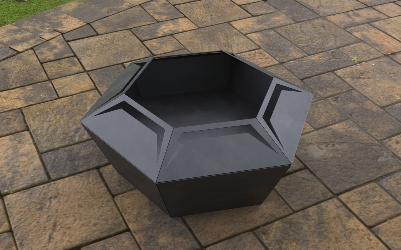 Чаша для костра шестиугольная с вырезами. DXF, SVG файлы для лазерной, плазменной резки. Фото 5