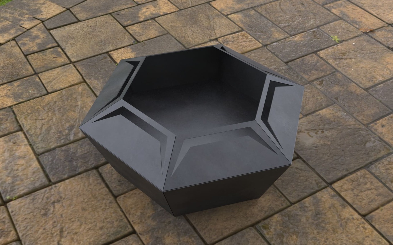 Чаша для костра шестиугольная с вырезами. DXF, SVG файлы для лазерной, плазменной резки. Фото 7