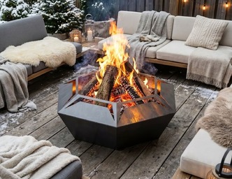 Hexagon Fire Pit with Cutouts. DXF, SVG files for laser, plasma cutting