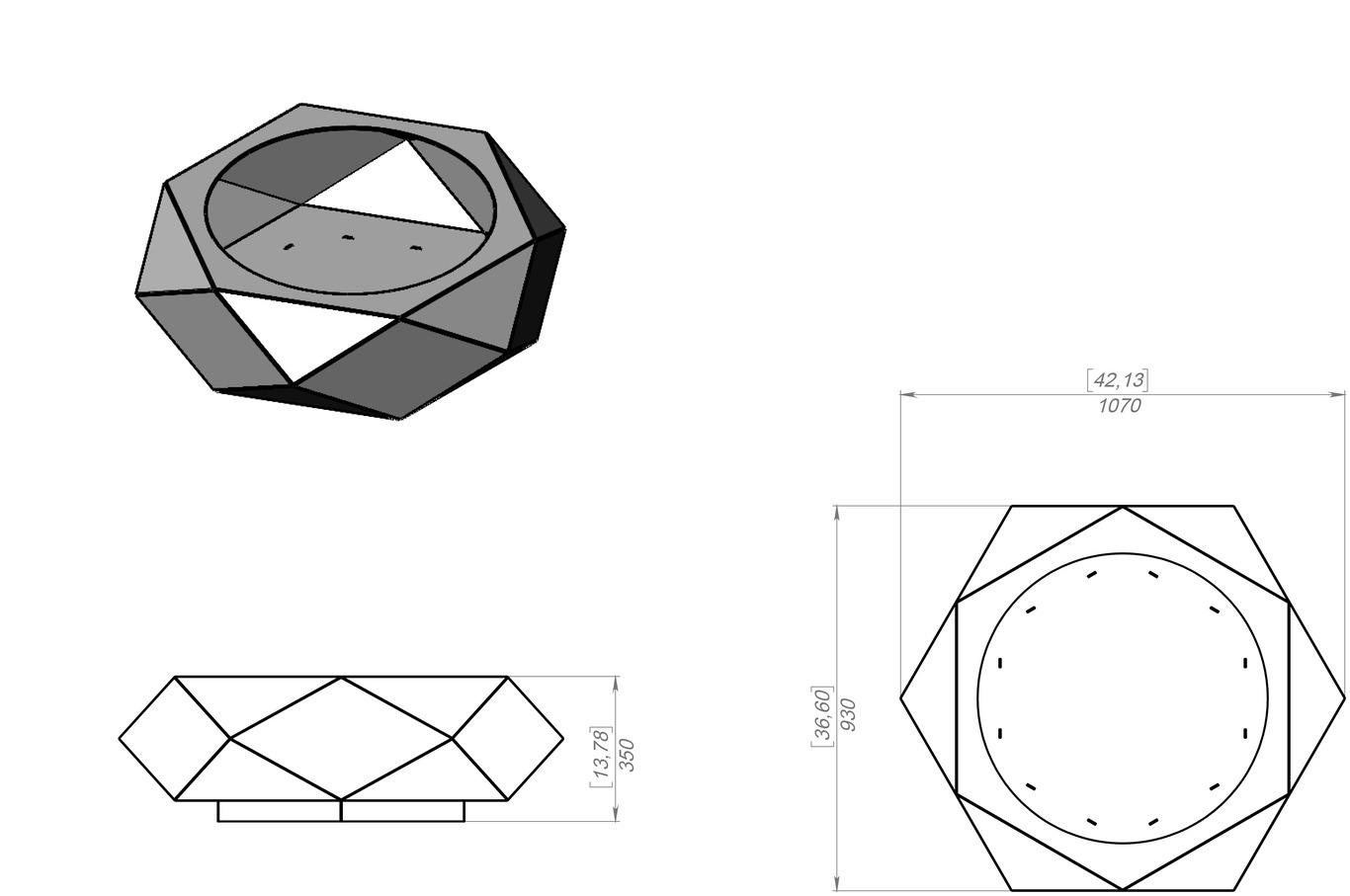 Volumetric Hexagon Fire Pit. DXF, SVG files for laser, plasma cutting. Фото 9
