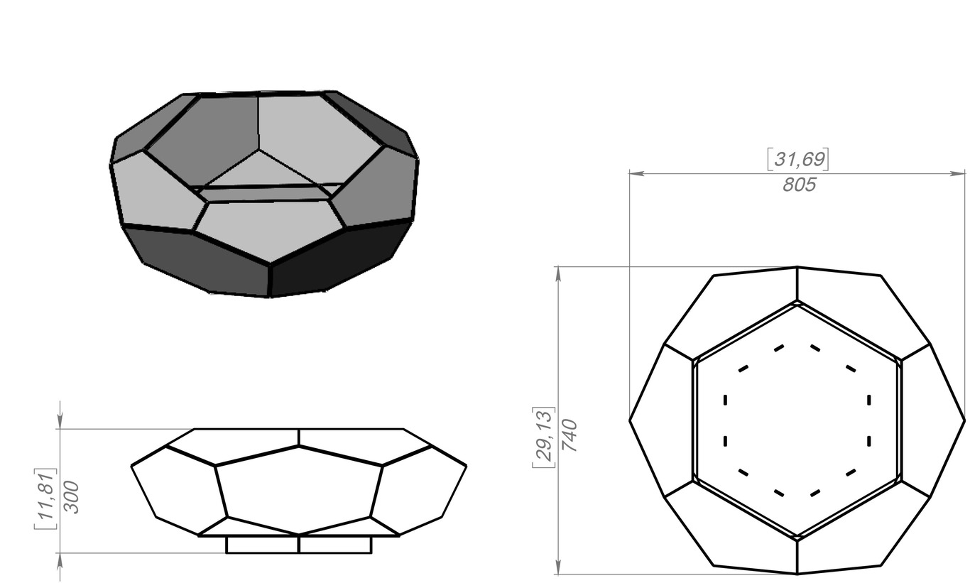Volumetric Hexagon Fire Pit V3. DXF, SVG files for laser, plasma cutting. Фото 7