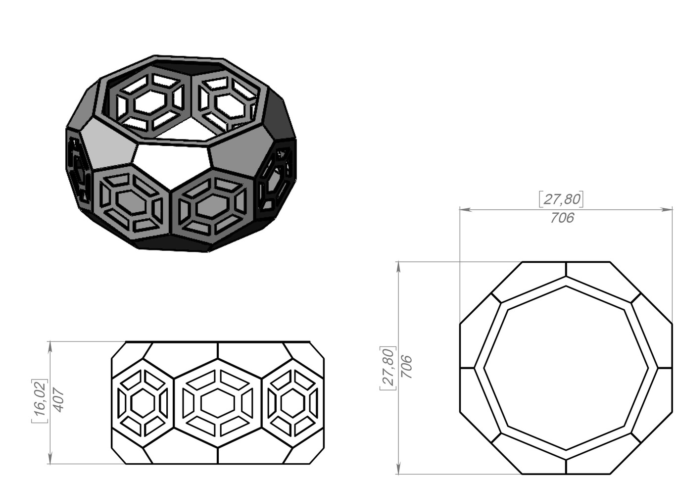 Volumetric Octagon Fire Pit. DXF, SVG files for laser, plasma cutting. Фото 9