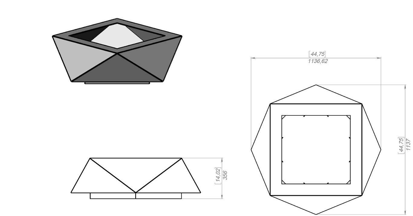 Brasero Carré Volumétrique. Fichiers DXF, SVG pour découpe laser et plasma. Фото 11