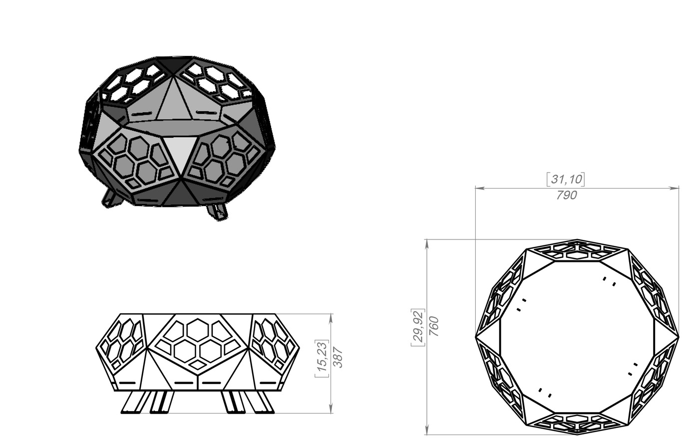 Braciere Nuovo Moderno V2. File DXF, SVG per taglio laser, plasma. Фото 9