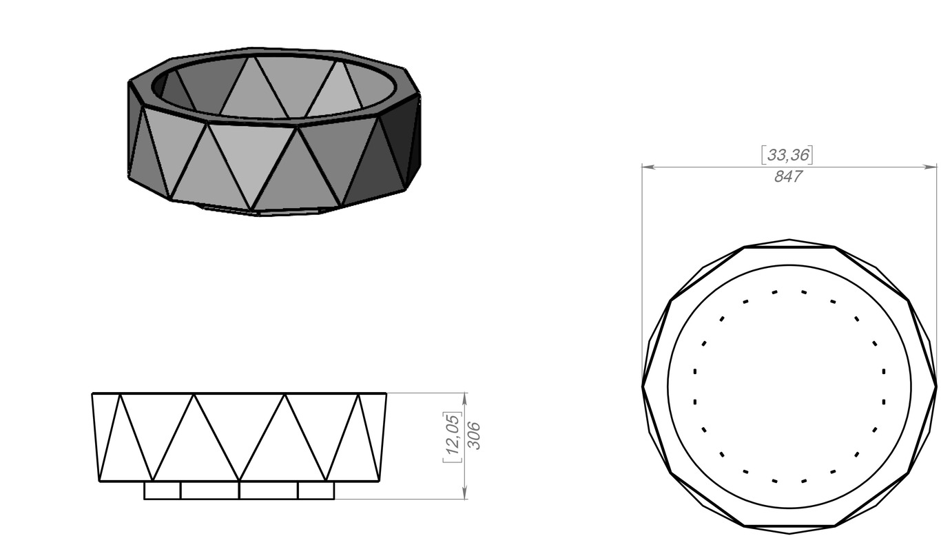 Чаша для багаття з трикутниками. DXF, SVG файли для лазерної, плазмової різки. Фото 8