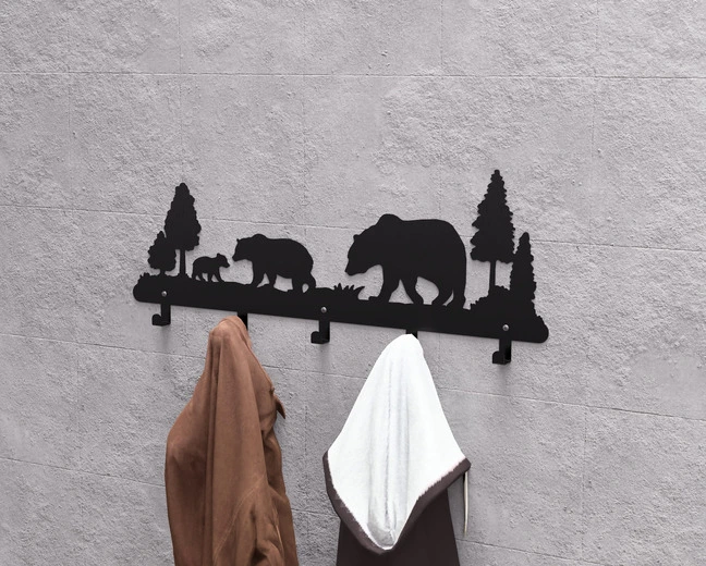 Bears Wall-Mounted Coat Rack. Wall Coatrack DXF and SVG Art and Design ...