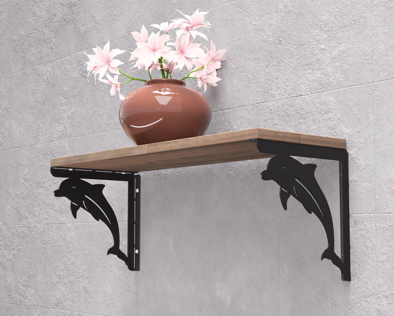 Dolphin Shelf Bracket. DXF, SVG files for plasma, laser cutting. Shelving Bracket