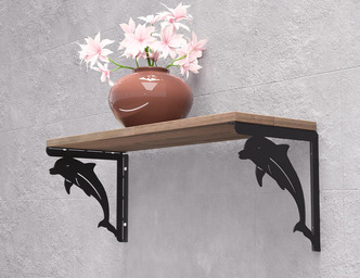 Dolphin Shelf Bracket. DXF, SVG files for plasma, laser cutting. Shelving Bracket