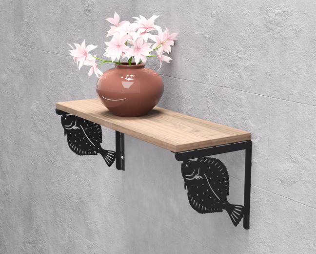 Flounder Shelf Bracket. DXF, SVG files for plasma, laser cutting. Shelving Bracket