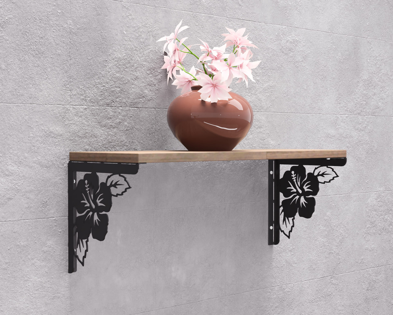 Hibiscus Shelf Bracket. DXF, SVG files for plasma, laser cutting. Shelving Bracket