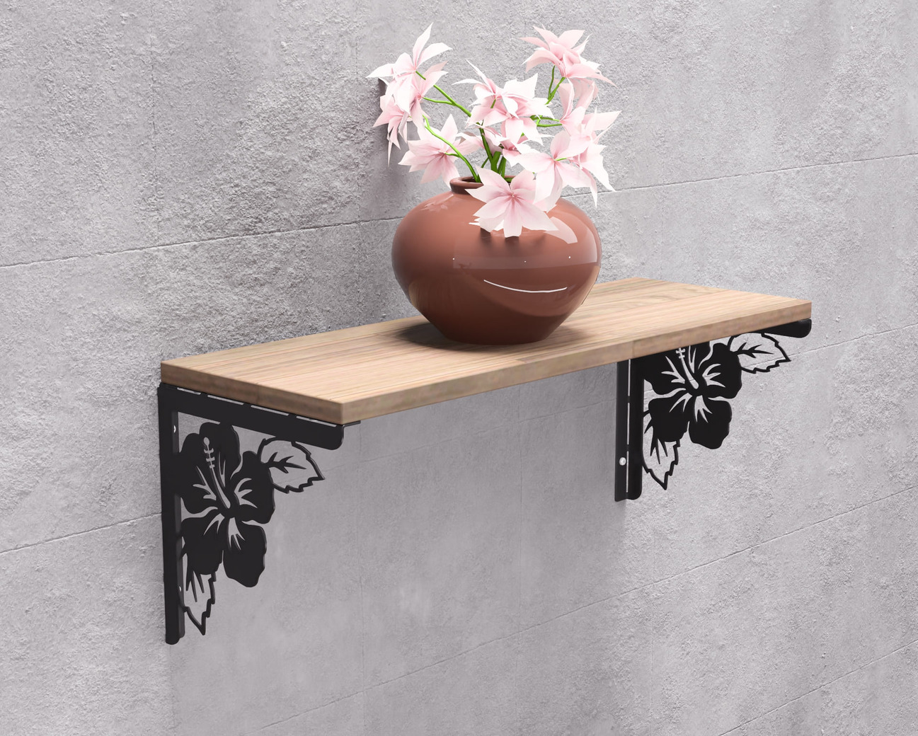 Hibiscus Shelf Bracket. DXF, SVG files for plasma, laser cutting. Shelving Bracket. Фото 4