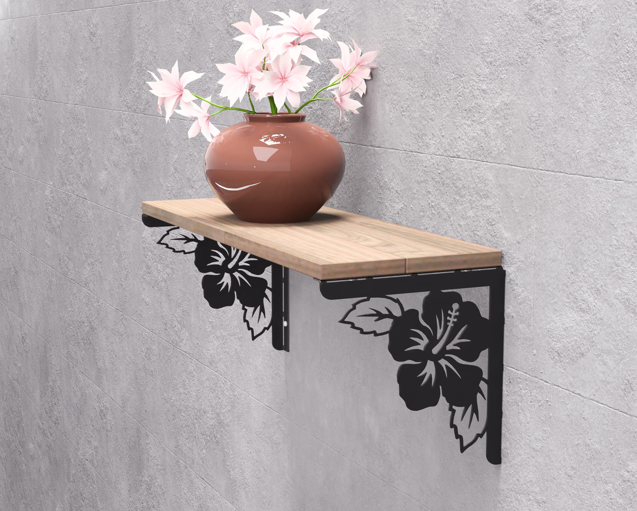 Hibiscus Shelf Bracket. DXF, SVG files for plasma, laser cutting. Shelving Bracket. Фото 3