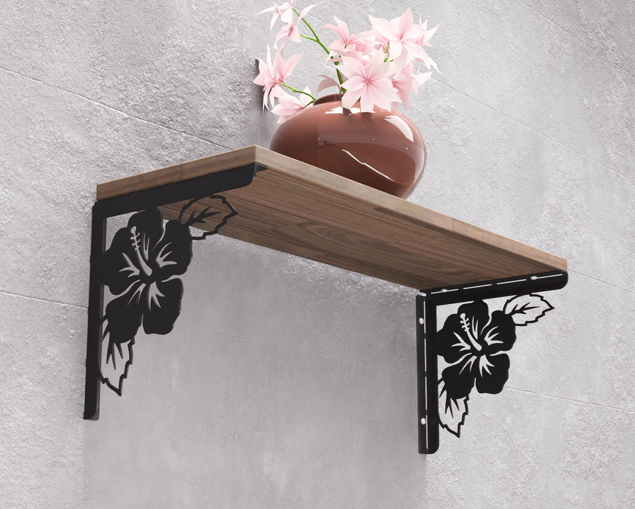 Hibiscus Shelf Bracket. DXF, SVG files for plasma, laser cutting. Shelving Bracket. Фото 2