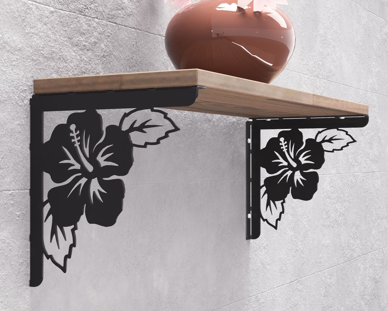 Hibiscus Shelf Bracket. DXF, SVG files for plasma, laser cutting. Shelving Bracket. Фото 7