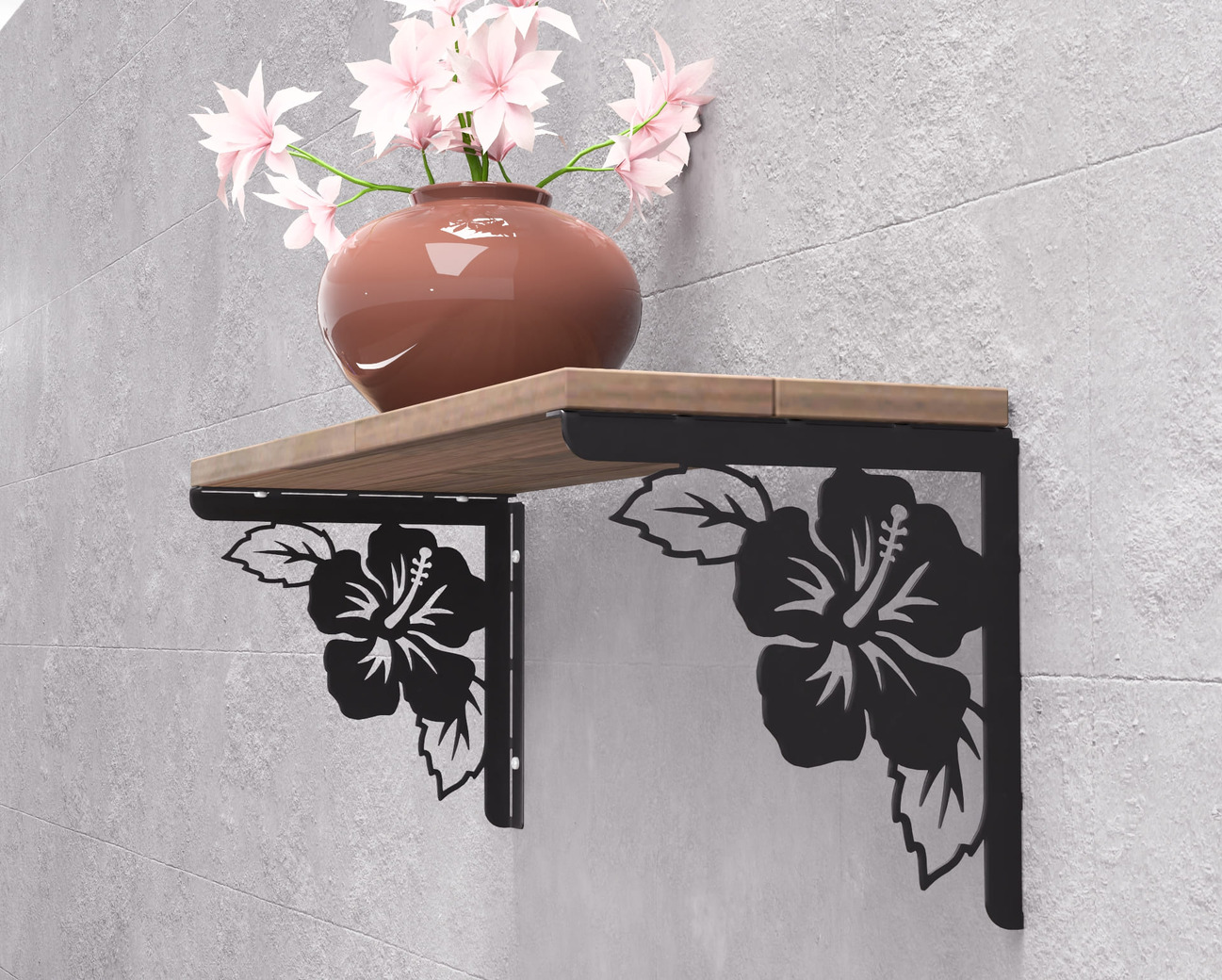 Hibiscus Shelf Bracket. DXF, SVG files for plasma, laser cutting. Shelving Bracket. Фото 10