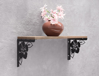 Hibiscus Shelf Bracket. DXF, SVG files for plasma, laser cutting. Shelving Bracket