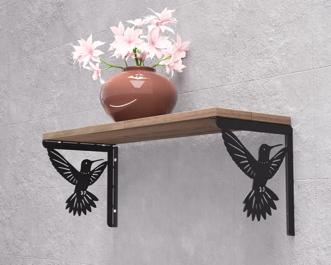 Suporte para prateleira Beija-flor. Arquivos DXF e SVG para corte e plasma a laser. Apoio para prateleira