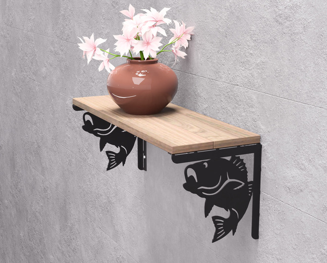 Fish Bass Shelf Bracket. DXF, SVG files for plasma, laser cutting. Shelf Support