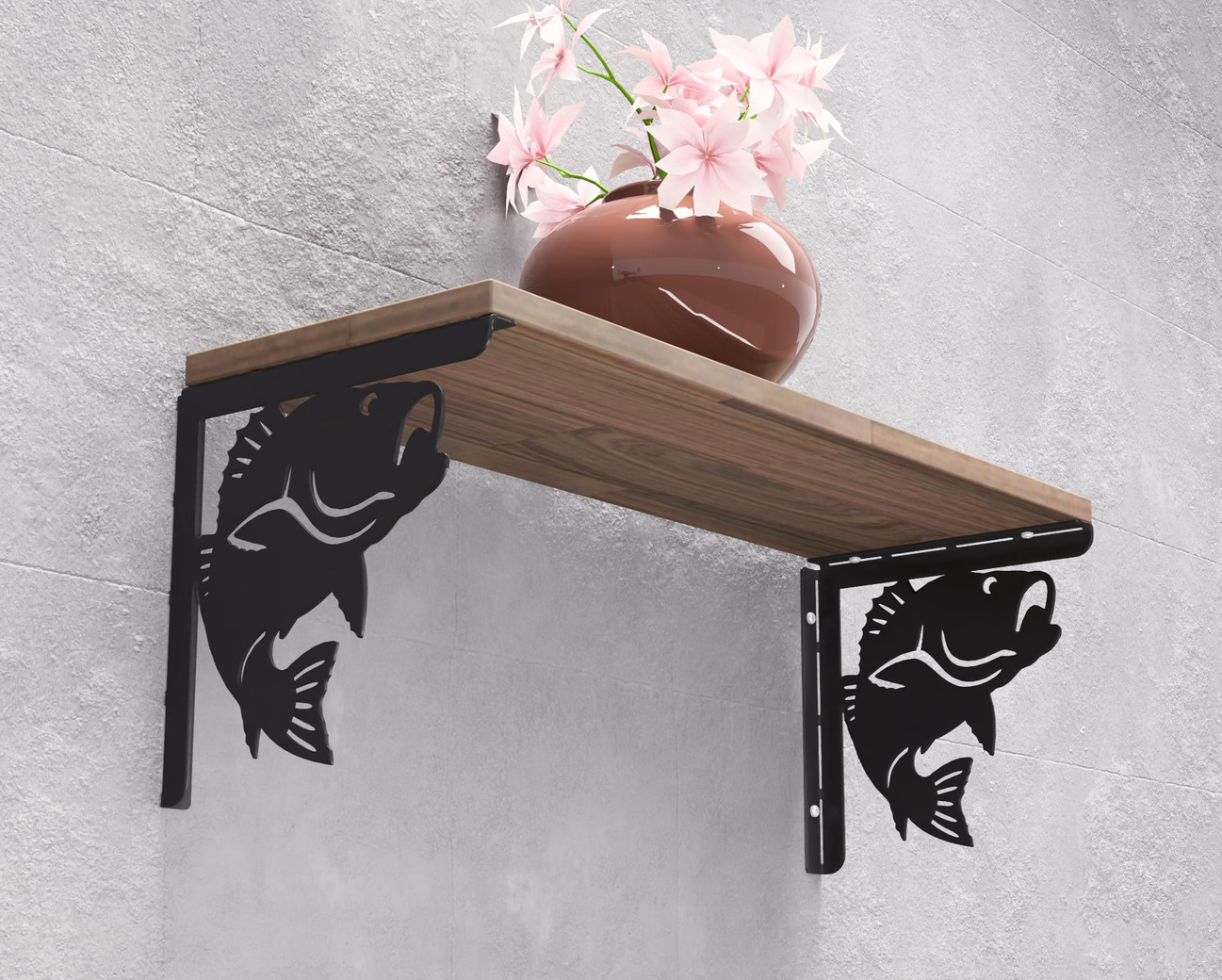 Fish Bass Shelf Bracket. DXF, SVG files for plasma, laser cutting. Shelf Support. Фото 2