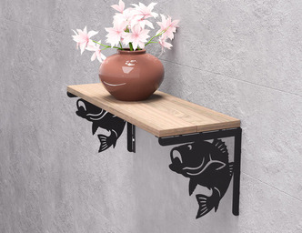 Fish Bass Shelf Bracket. DXF, SVG files for plasma, laser cutting. Shelf Support