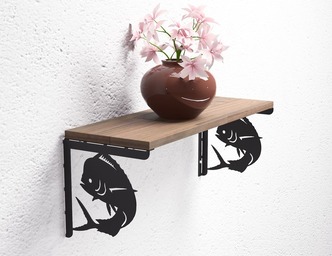 Fish Mahi Mahi Shelf Bracket. DXF, SVG files for plasma, laser cutting. Shelf Support
